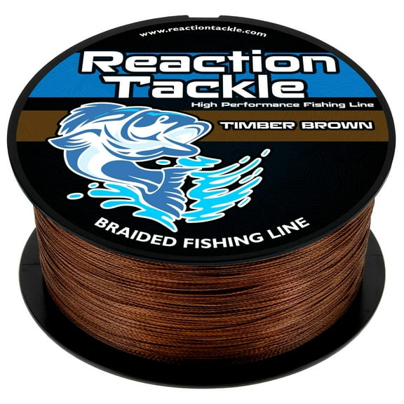 Reaction Tackle Braided Fishing Line – Ultra Strong PE Braid, Abrasion-Resistant, Zero Stretch for Freshwater & Saltwater - Timber Brown - 80LB / 300yd