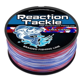 Reaction Tackle Braided Fishing Line - Pro Grade PE Braid, Super Strong, Abrasion-Resistant, Zero Stretch for Freshwater & Saltwater - USA Camo - 50LB / 500yd