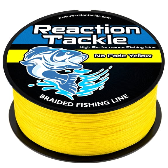 Reaction Tackle Braided Fishing Line – Never Fade, Ultra Strong PE Braid, Abrasion-Resistant, Zero Stretch for Freshwater & Saltwater - Yellow (No Fade) 8LB / 500yd