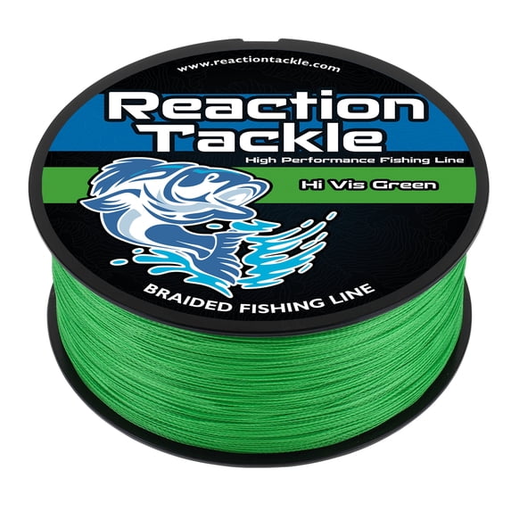 Reaction Tackle Braided Fishing Line - Pro Grade PE Braid, Super Strong, Abrasion-Resistant, Zero Stretch for Freshwater & Saltwater - Hi Vis Green - 10LB / 3000yd