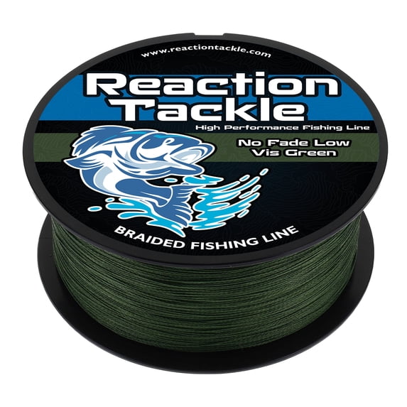 Reaction Tackle Braided Fishing Line – Never Fade, Ultra Strong PE Braid, Abrasion-Resistant, Zero Stretch for Freshwater & Saltwater - NO FADE Low Vis Green 8LB / 1000yd