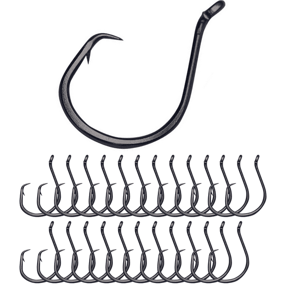 Reaction Tackle Heavyweight Catfish Circle Hooks - Offset Octopus Hooks (25 Pack)