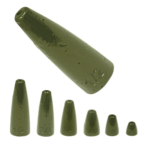 Reaction Tackle Lead Worm weight 1/8 oz Green Pumpkin (25-pack)