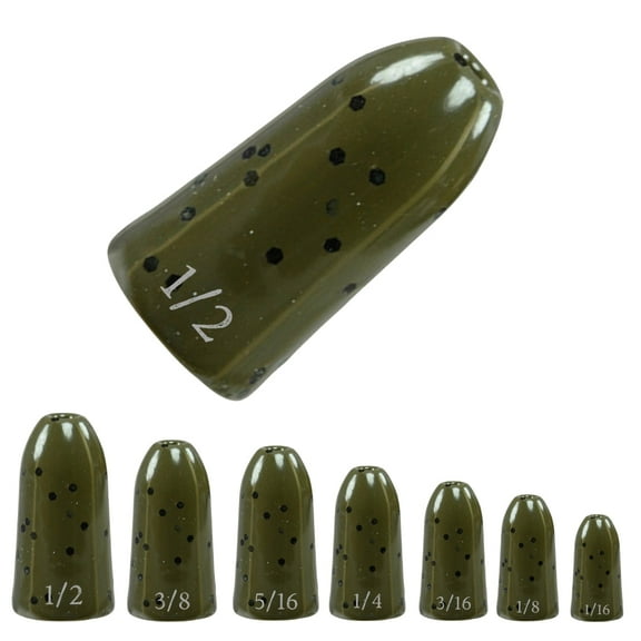 Reaction Tackle Tungsten Bullet Fishing Weights / Worm Sinkers for Bass Fishing - 1/16 Green Pumpkin