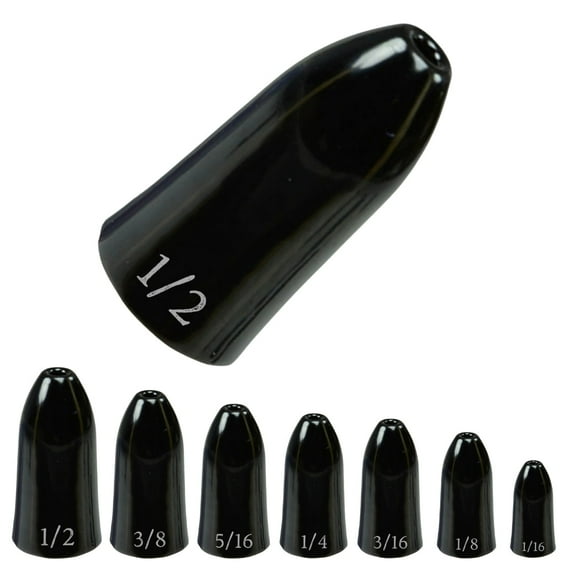 Reaction Tackle Tungsten Bullet Fishing Weights / Worm Sinkers for Bass Fishing - 1/4 Black