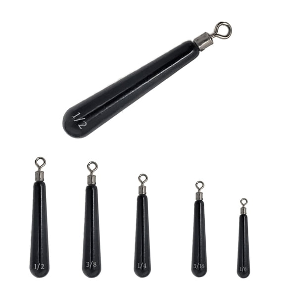 Reaction Tackle Tungsten Drop Shot (Black, skinny, 3/8)- Tie on