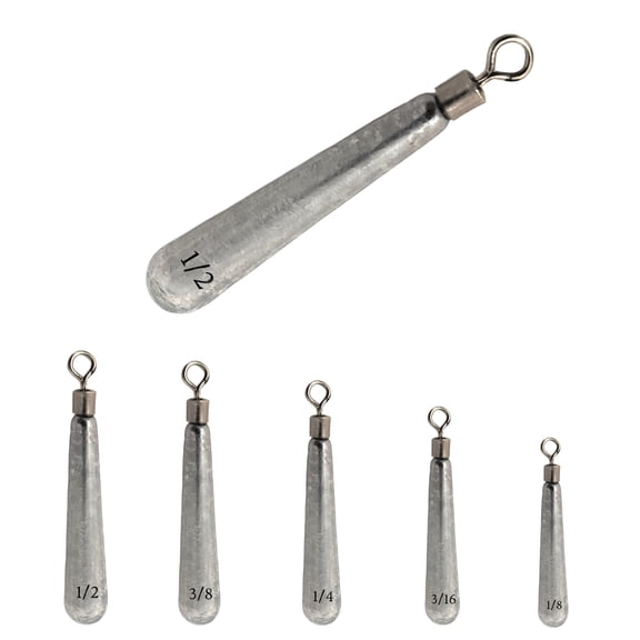 Reaction Tackle Tungsten Drop Shot (Silver, skinny, 3/16)- Tie on