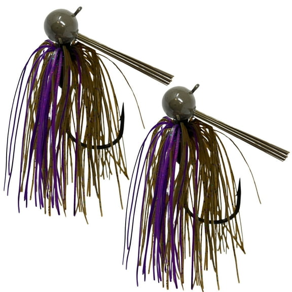 Reaction Tackle Tungsten Football Jig for Bass Fishing - 3/8 oz Green Pumpkin/Purple