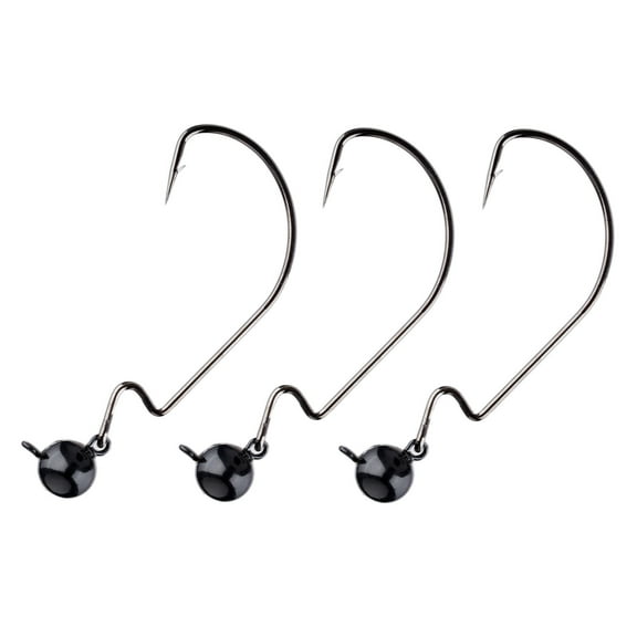 Reaction Tackle Tungsten Football Swing Jig Heads - Bass Fishing Jigs -Swinging Action Trigger Bait -Versatile Jig with Sharp Hooks -Mimics Crawfish- Black- 3/4