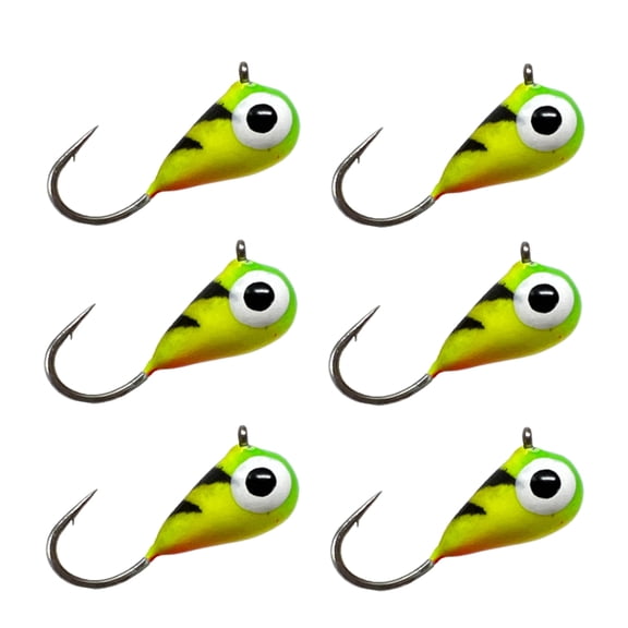 Reaction Tackle Tungsten Ice Jigs - 3mm - Fire Tiger Glow