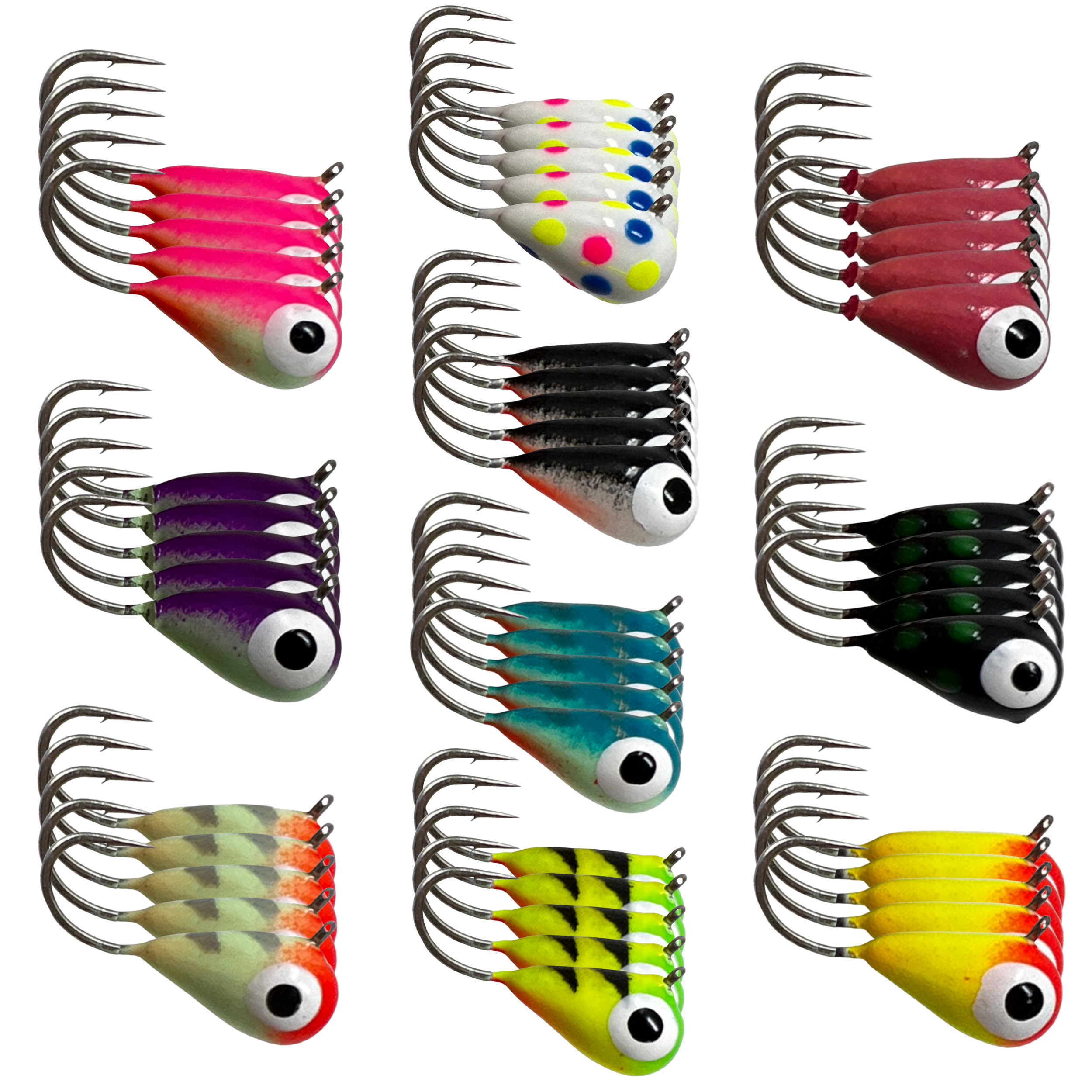 Reaction Tackle Tungsten Ice Jigs - 4mm - Variety Pack, 50 pieces and case