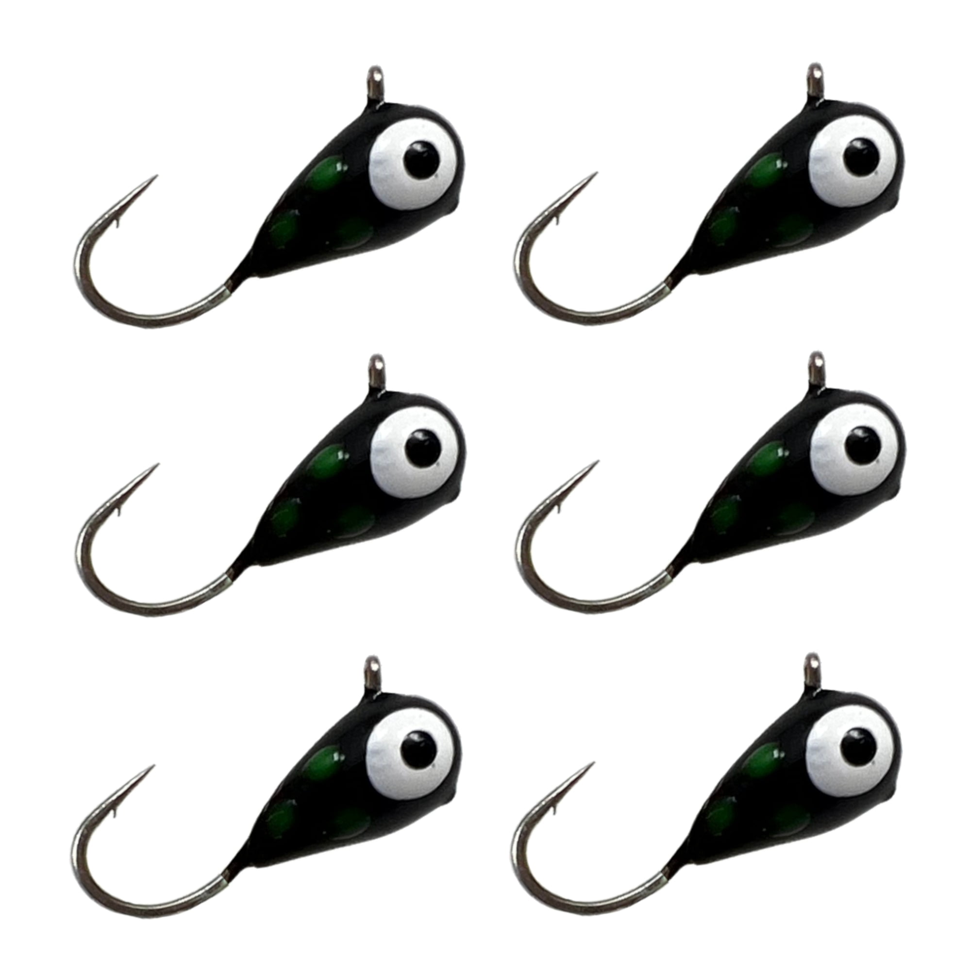 Reaction Tackle Tungsten Ice Jigs - 5mm - Black w/ Glow Spots