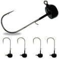 thumbnail image 1 of Reaction Tackle Tungsten Mushroom Head Ned Rig Shroom Jig Heads for Finesse Fishing, Weedless Jig Head for Bass Fishing with Soft Lures (5-Pack) 1/10oz Black, 1 of 8