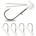 thumbnail image 1 of Reaction Tackle Tungsten Mushroom Head Ned Rig Shroom Jig Heads for Finesse Fishing, Weedless Jig Head for Bass Fishing with Soft Lures (5-Pack) 1/10oz White weedless, 1 of 8