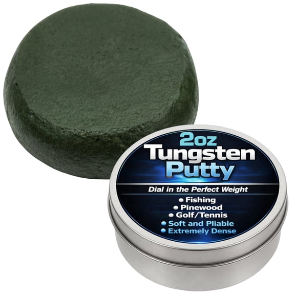 Reaction Tackle Tungsten Putty Weight, Moldable Fishing Weight for Fly Fishing, Pinewood Derby Cars, Golf & Tennis, 2 oz (60g), Green