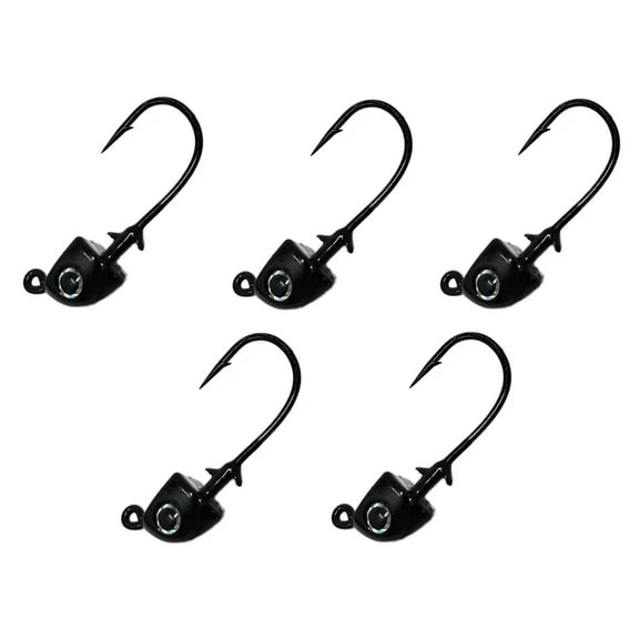 Reaction Tackle Tungsten Swimbait Jig Heads - 3D Realistic Eyes Attract Bass and More- Swim Bait Jig Head for use with Freshwater or Saltwater Fishing (5-Pack) - 3/16oz - Black