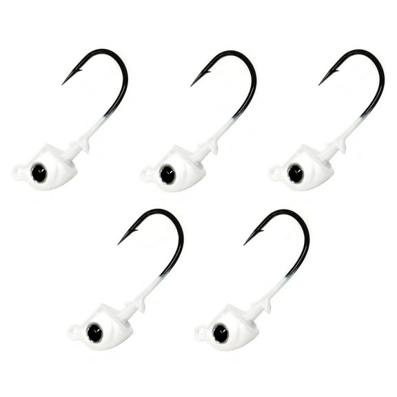 Reaction Tackle Tungsten Swimbait Jig Heads - 3D Realistic Eyes Attract Bass and More- Swim Bait Jig Head for use with Freshwater or Saltwater Fishing (5-Pack) - 3/16oz - White