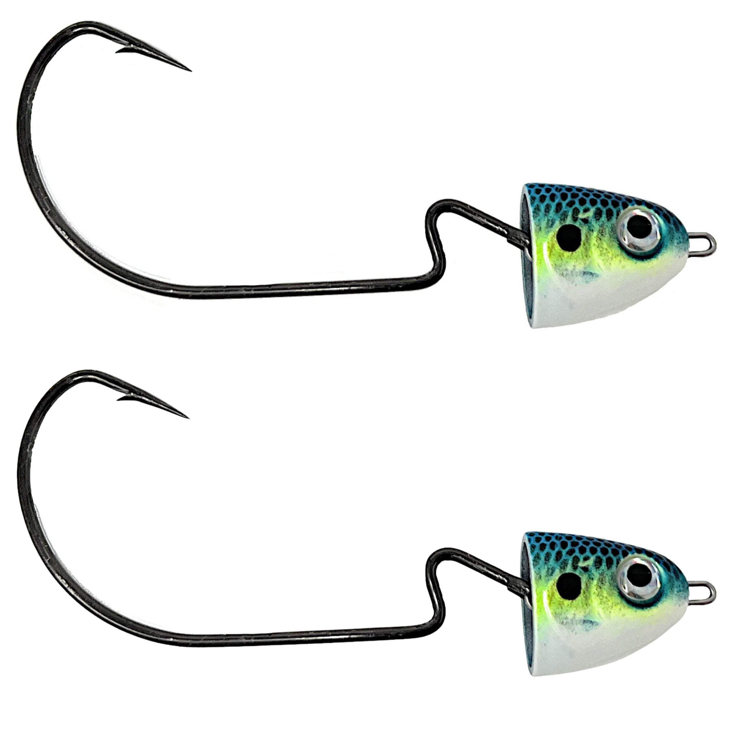 Reaction Tackle Tungsten Mushroom Head Ned Rig Jig Heads - Weedless Finesse Jigs For Bass Fishing (5-Pack, 1/4oz Green Pumpkin) - View #6