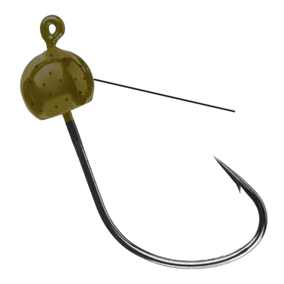 Reaction Tackle Tungsten Wacky Jig Heads, Weedless Bass Fishing Hook for Wacky Worms and Soft Plastics, 1/8 oz, Green Pumpkin, 5-Pack
