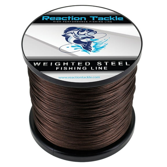 Reaction Tackle Weighted Stainless Steel Trolling Line 45LB- Premium Weighted Fishing Wire 45LB/ 600 foot
