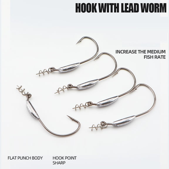 Reaction Tackle Weighted Swimbait Hooks 10-Pack, Weedless Bass Fishing Hooks with Screw Lock for Freshwater and Saltwater