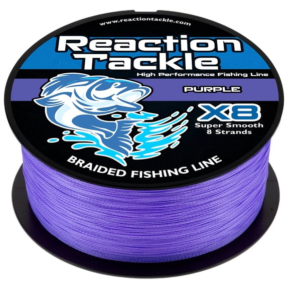 Reaction Tackle X8 Braided Fishing Line – Super Strong Abrasion-Resistant PE Braid – Long Cast, Zero Stretch – Freshwater & Saltwater - Purple - 30LB / 500yd