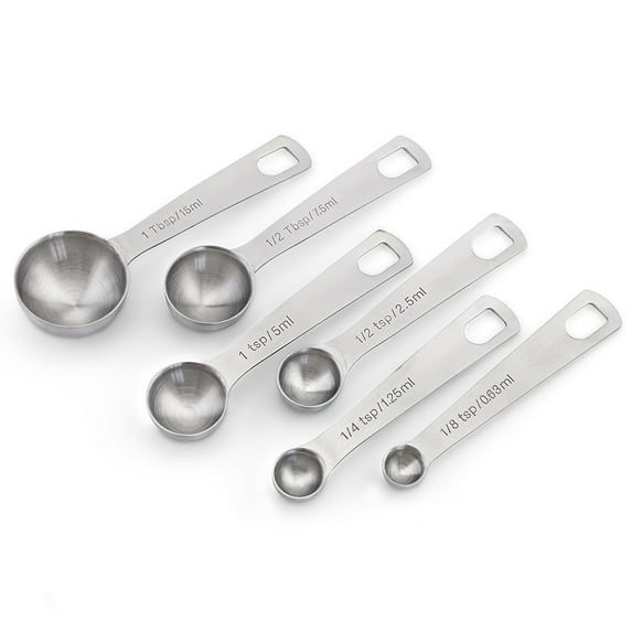 Reactionnx 6Pcs 430 Stainless Steel Measuring Spoon Set, Dry or Liquid Measuring Spoons for Measuring Dry and Liquid Ingredients