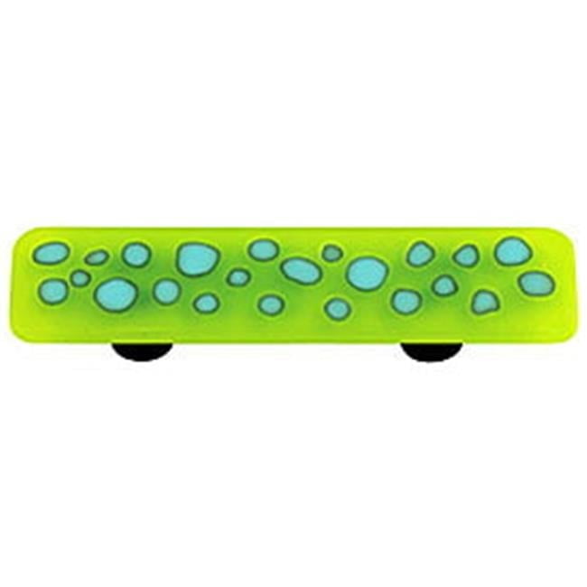 Spring Green and Cyan Glass Cabinet Pull with Aluminum Posts
