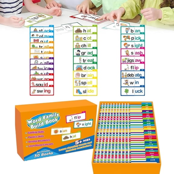 Read And Rhyme Flip Books,Word Family Build Book,Vocabulary Flash Cards