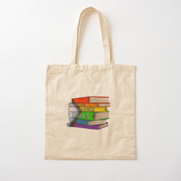 Read Banned Books Style 065 Canvas Tote Bags, Reusable Shopping Bag