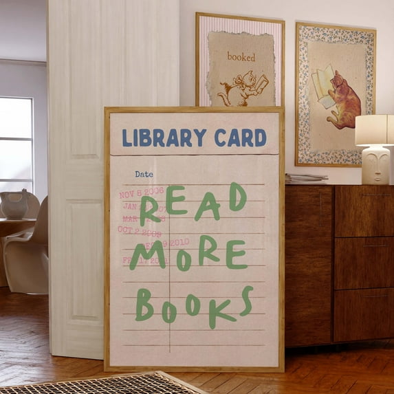 Read More Books Art Print, Library Card Book Poster, Gifts For Readers, Book Lover Wall Art, Reading Nooks, Classroom Wall Decor, Book Ish Wall Art, Modern Wall Decor, 12x18 UNFRAMED