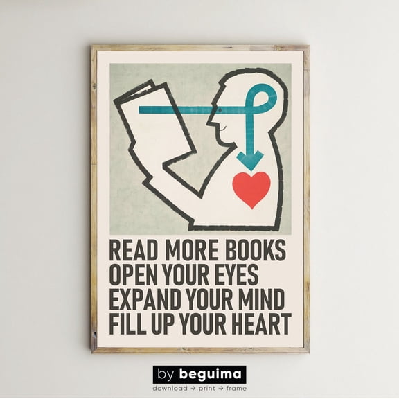 Read Books Posters Vintage Bookshop Library Bookstore Sign Poster, Unframed Poster