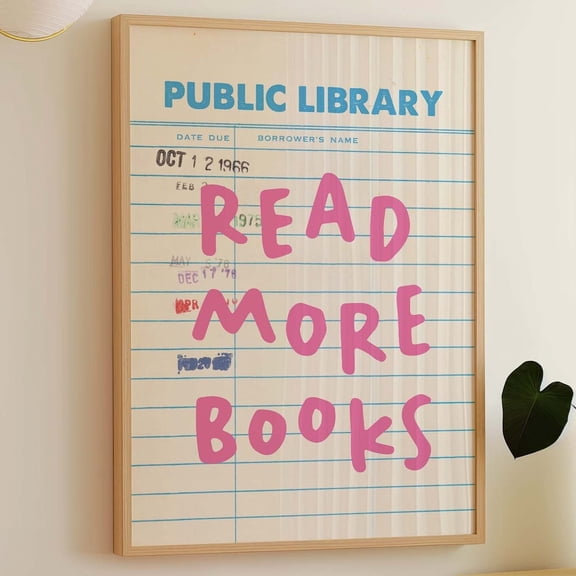 Read More Books Print, Art, Cute Library Decor, Trendy Reading Poster, Book Lover Wall Art, Library Card Art Wall Art, Modern Wall Decor, 8x12 UNFRAMED