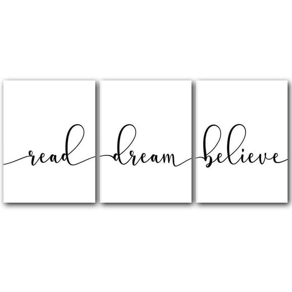 Read Dream Believe, Set of 3 Poster Prints, Home Wall Dcor, Motivational/Inspirational Quote