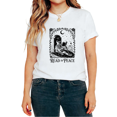 thumbnail image 1 of Read In Peace Skeleton Reading Book Cemetery Graphic Effortless Everyday Tees T-shirt Short Sleeve White S-5XL, 1 of 5