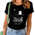thumbnail image 1 of Read In Peace Skeleton Reading Print Tshirt Graphic Tees Shirts Black Funny Halloween Book Lover Gift Tops S-5XL, 1 of 5