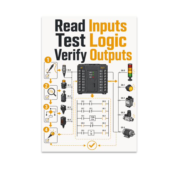 Read Inputs Test Logic Verify Outputs - Automation Enthusiast - 13x19 Poster Print