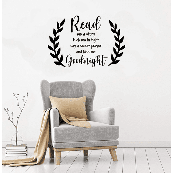 Read Me A Story Tuck Me In Tight Say A Sweet Prayer And Kiss Me Goodnight - Bedroom Wall Decal Quotes Wall Art Wall Design For Kids Adults Girls Boys Room Bedroom Wall Decoration Size (30x30 inch)