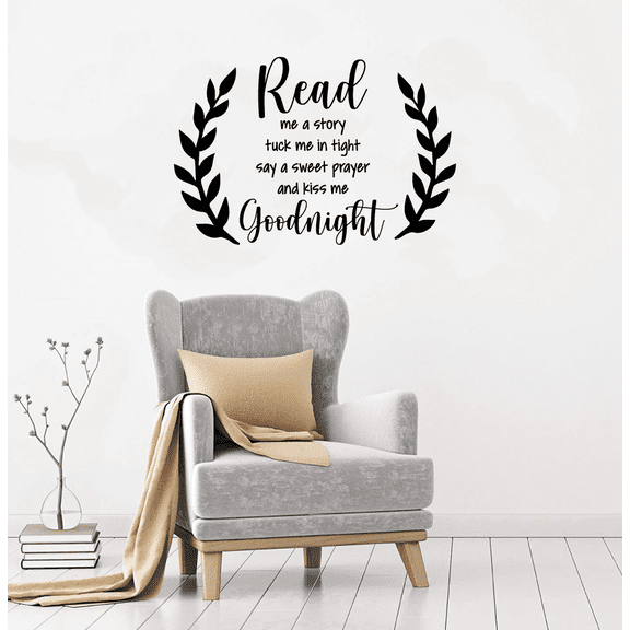 Read Me A Story Tuck Me In Tight Say A Sweet Prayer And Kiss Me Goodnight - Bedroom Wall Decal Quotes Wall Art Wall Design For Kids Adults Girls Boys Room Bedroom Wall Decoration Size (10x10 inch)