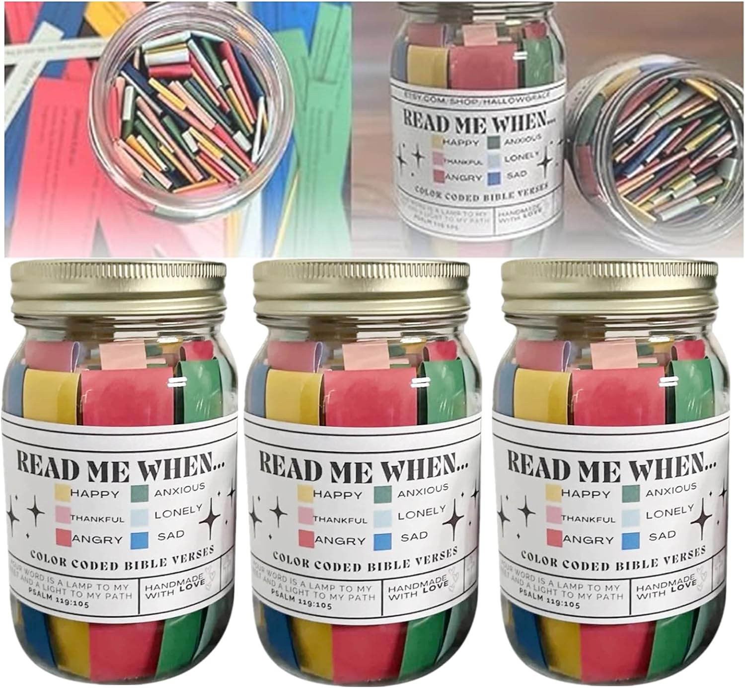 Bible Verses in a Glass Jar, Bible Verses Jar for Emotions and Feelings