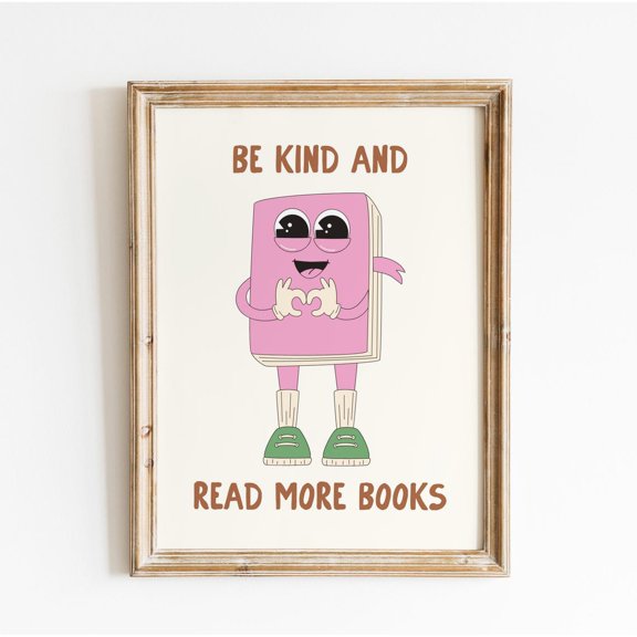 Read More Books Classroom Wall Decor English Library School Childrens Art, Unframed Paper Poster 8x10in