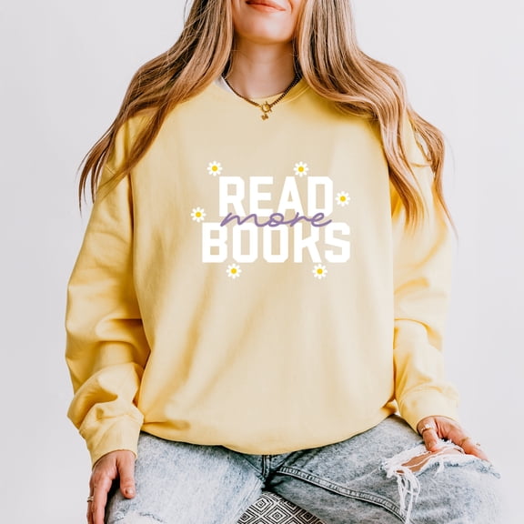 Read More Books Daisies - Women's Lightweight Garment Dyed Sweatshirt