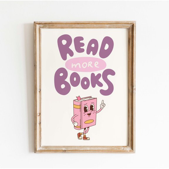 Read More Books Print English Classroom Decor School Library Teacher Readers Art, Unframed Paper Poster 8x10in