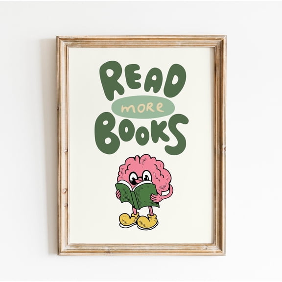 Read More Books Print English Classroom Decor School Library Teacher Readers Art, Unframed Paper Poster 8x10in