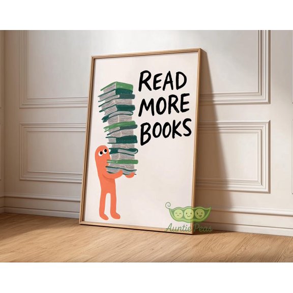 Read More Books Retro Illustration Wall Art Print, Unframed Paper Poster 8x10in
