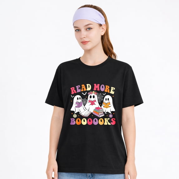 Read More Booooks Groovy Halloween Teacher Ghost Book Lover T-Shirt