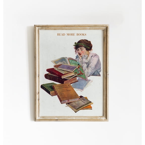 Read More Reading Poster, Trendy Retro Classroom Wall Art Print