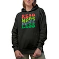 thumbnail image 1 of Read More, Worry Less, Book Reading Enthusiast Quote, Groovy Retro Wavy Text Merch Gift, Black Hooded Sweatshirt or Hoodie, Small, 1 of 5