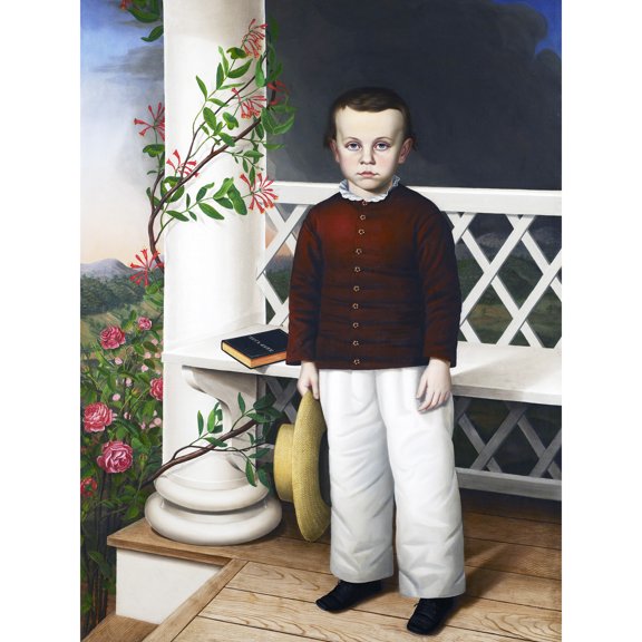 Read Portrait Boy Porch Hat Roses Dark Cloud Painting Extra Large Art Print Wall Mural Poster Premium XL