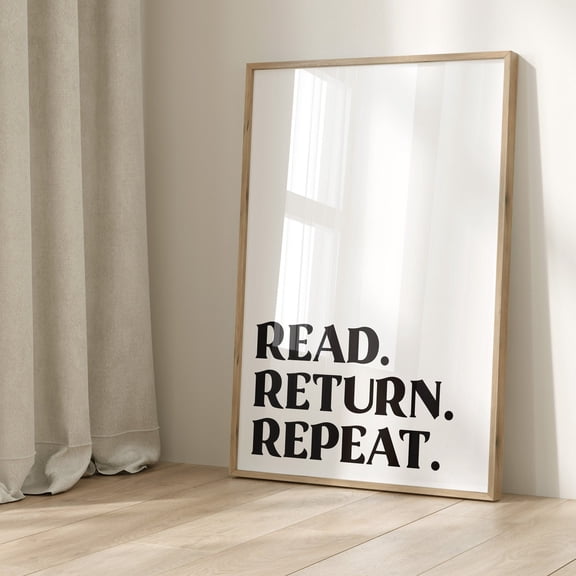 Read Return Repeat Library Wall Art School Reading Nook Book Lover Playroom Decor, Unframed Paper Poster 8x10in